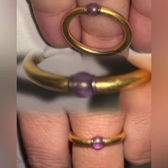 Lot of gold over sterling silver necklace and ring with amethyst - Picture 2 of 16